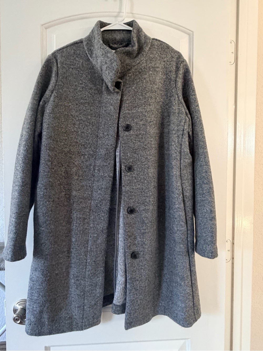 Old Navy Gray Stand-Collar Wool-Blend Pea Coat